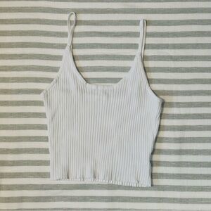 White Ribbed Women's Top